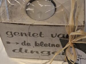 waxinelicht houder met tekst